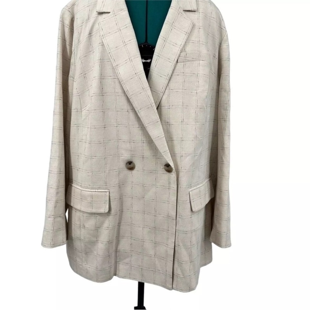 Madewell Cream/White Blazer Subtle Black Check Pattern Size 3X NWOT - Picture 6 of 8